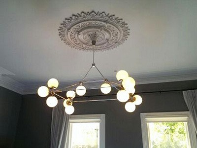 Light fitting painting coving